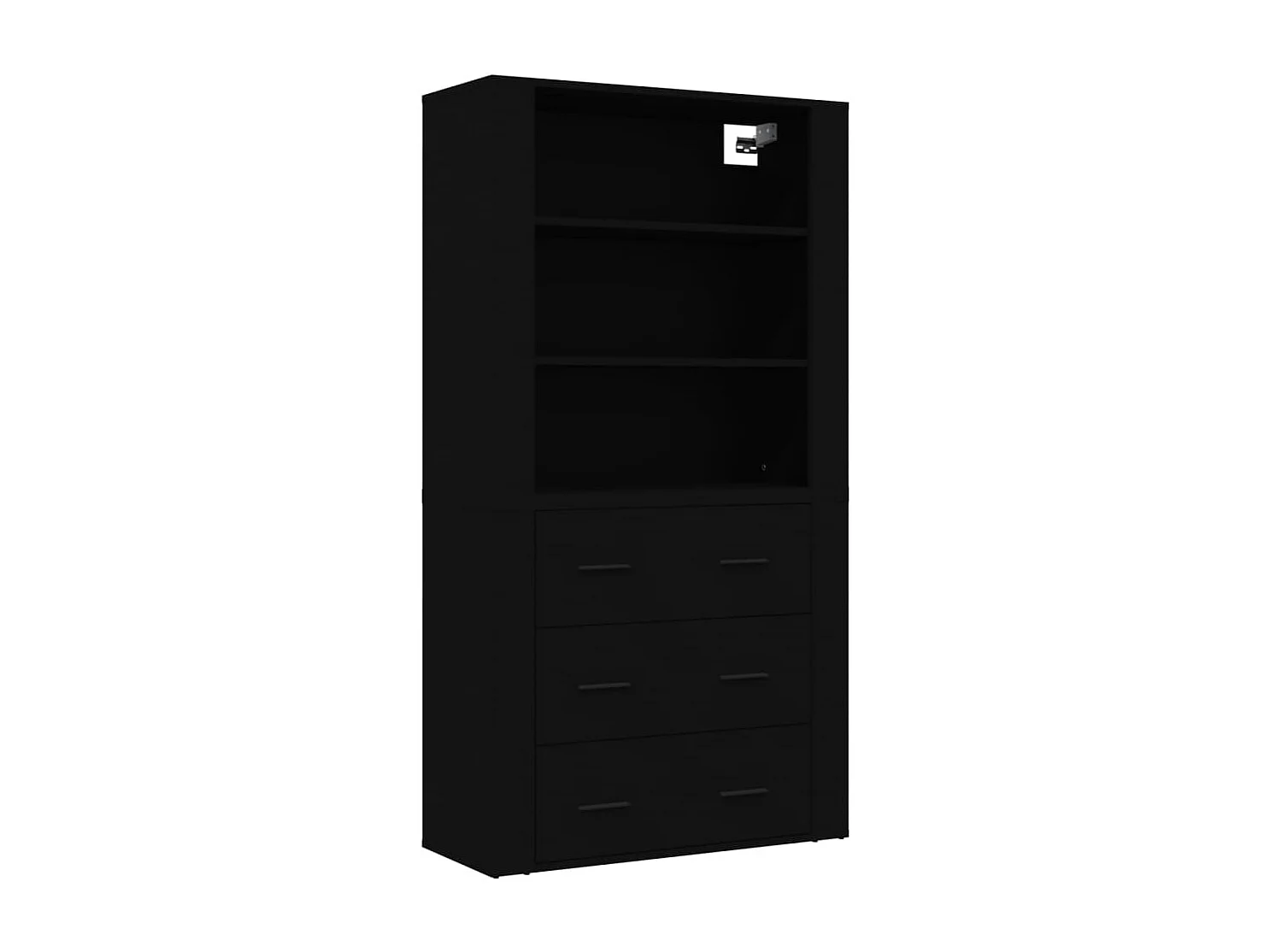 Zwarte bewerkte houten hoge dressoir