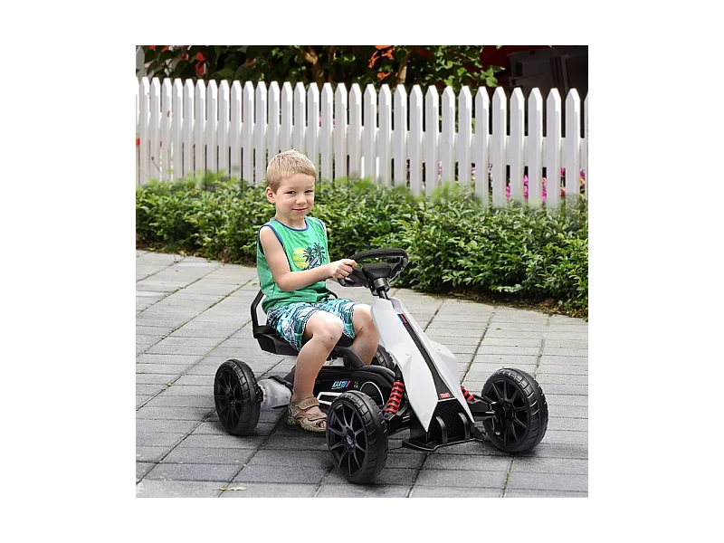 Voiture électrique pour enfants, 12V, vitesse réglable 3-5 km/h, plastique, blanc (100x58x58.5 cm)