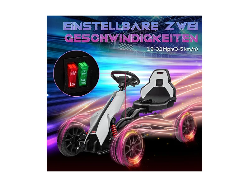 Voiture électrique pour enfants, 12V, vitesse réglable 3-5 km/h, plastique, blanc (100x58x58.5 cm)