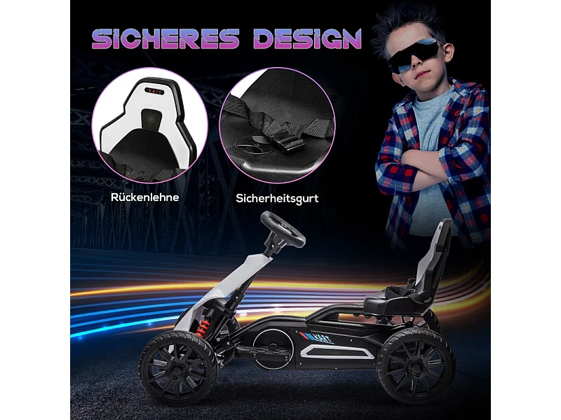 Voiture électrique pour enfants, 12V, vitesse réglable 3-5 km/h, plastique, blanc (100x58x58.5 cm)