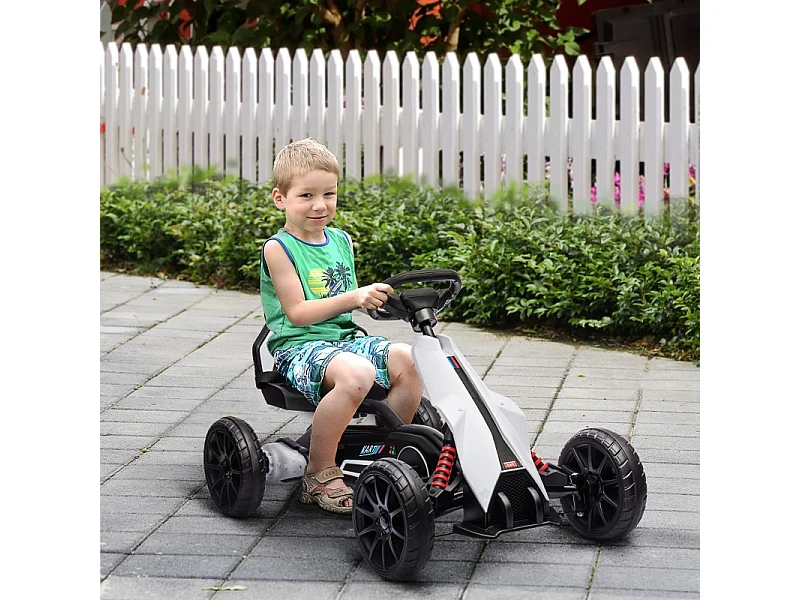 Voiture électrique pour enfants, 12V, vitesse réglable 3-5 km/h, plastique, blanc (100x58x58.5 cm)