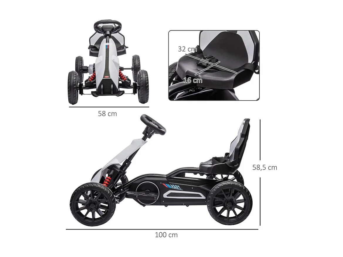 Voiture électrique pour enfants, 12V, vitesse réglable 3-5 km/h, plastique, blanc (100x58x58.5 cm)