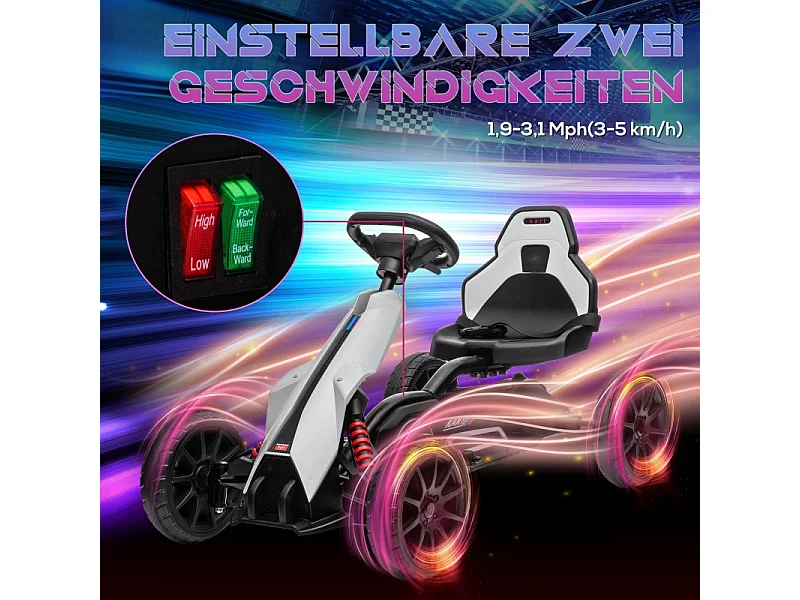 Voiture électrique pour enfants, 12V, vitesse réglable 3-5 km/h, plastique, blanc (100x58x58.5 cm)