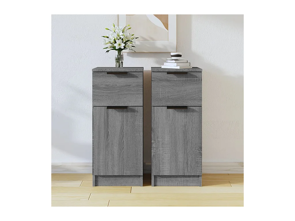 Buffets 2 pcs Sonoma gris 30x30x70 cm Bois d'ingénierie