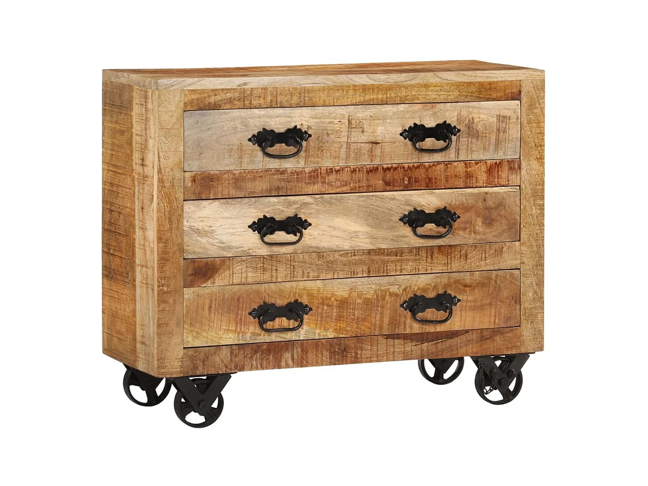 Buffet avec 3 tiroirs 80x30x65 cm bois de manguier brut massif