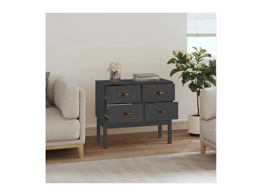 Armoire console Gris 90x40x78 cm Bois de pin solide