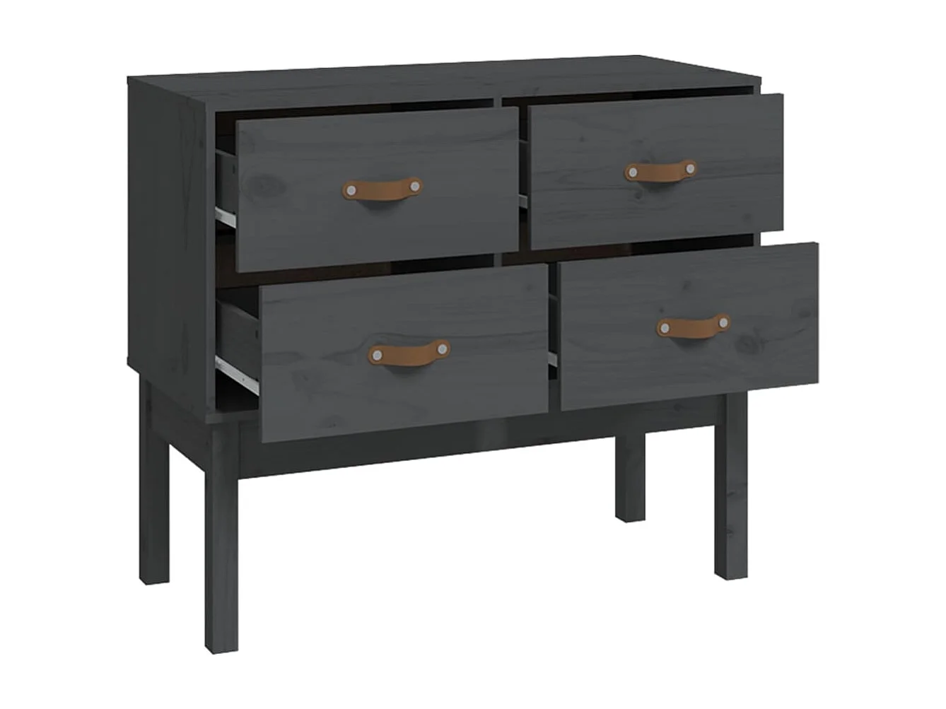 Armoire console Gris 90x40x78 cm Bois de pin solide