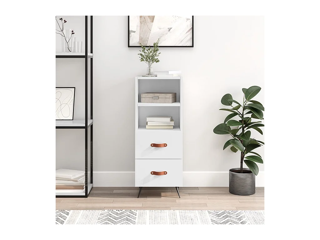 Buffet Blanc brillant 34,5x34x90 cm Bois d'ingénierie