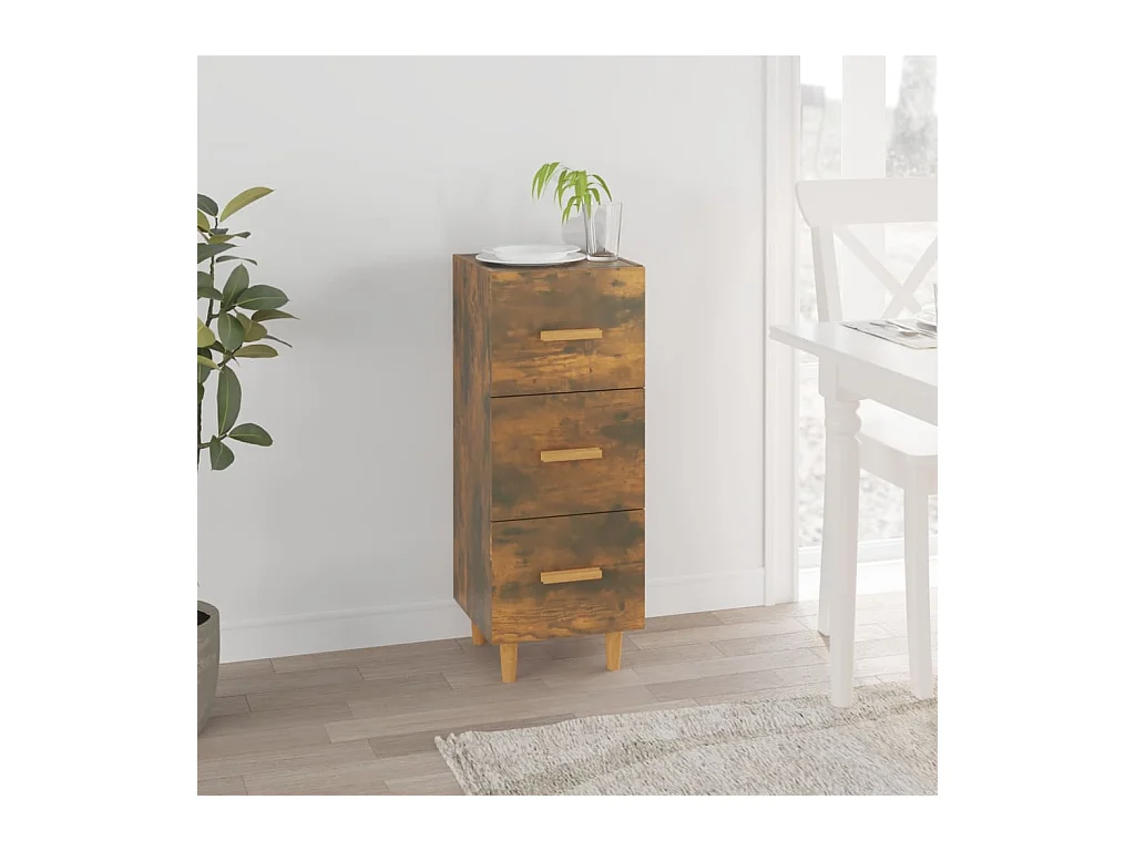 Credenza in rovere affumicato 34,5x34x90 cm in legno ingegnerizzato