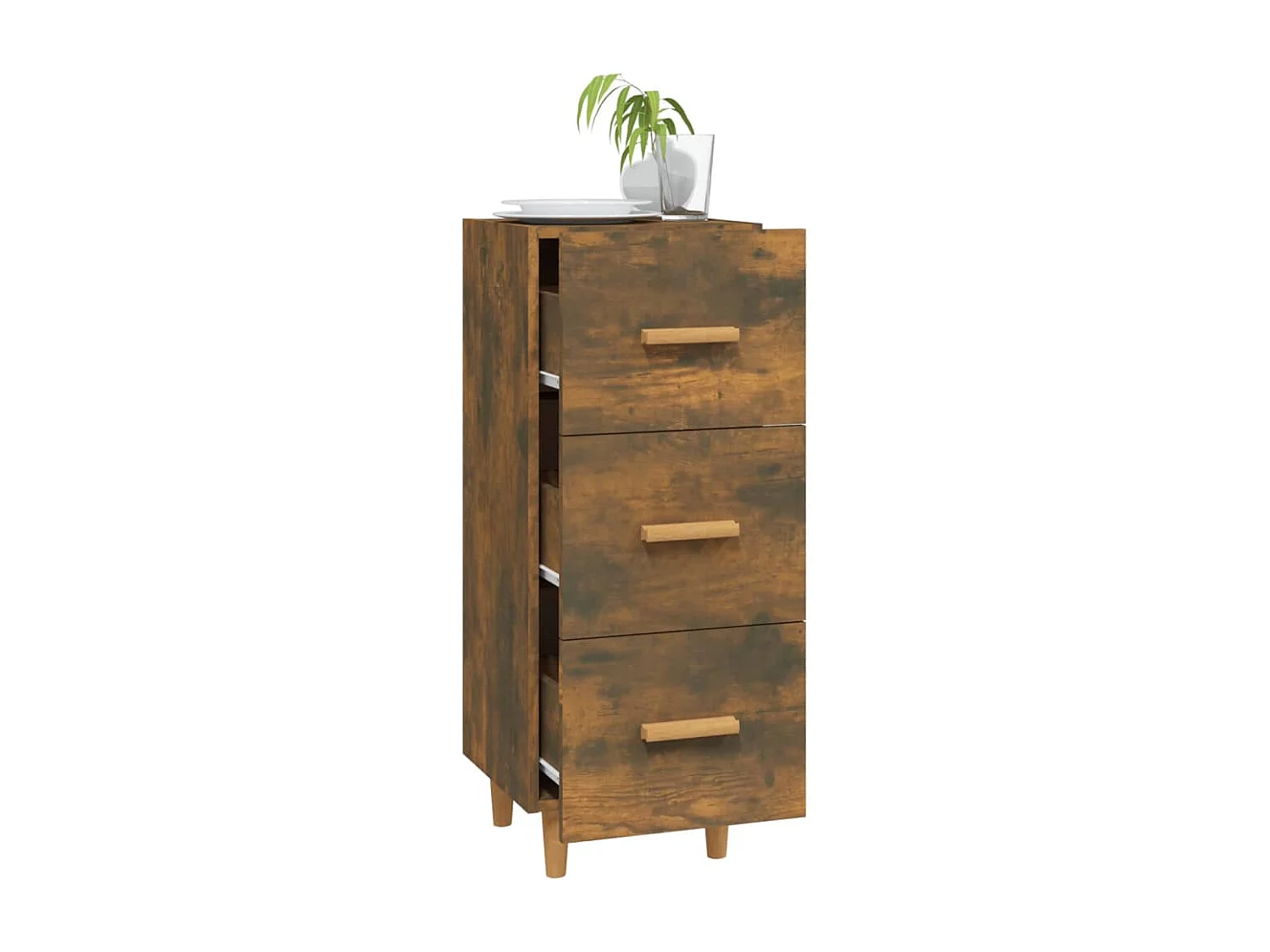 Sideboard aus geräucherter Eiche, 34,5 x 34 x 90 cm, Holzwerkstoff