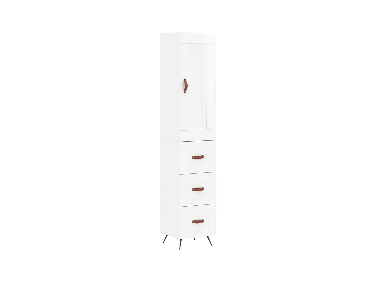 Credenza alta Bianco lucido 34,5x34x180 cm Legno composito