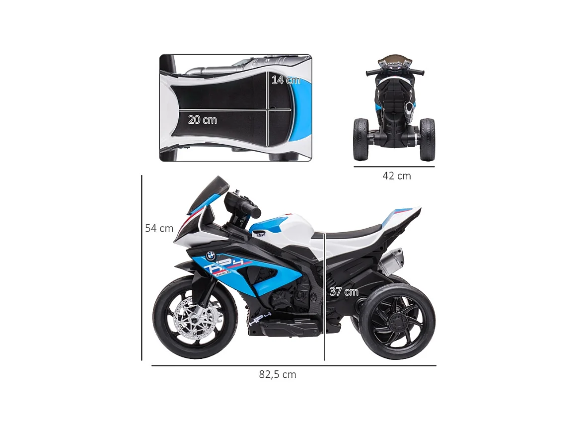 Moto électrique pour enfants, avec phare, 3 modes musique, métal, bleu (82.5x42x54cm)