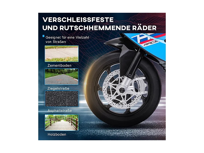 Moto électrique pour enfants, avec phare, 3 modes musique, métal, bleu (82.5x42x54cm)