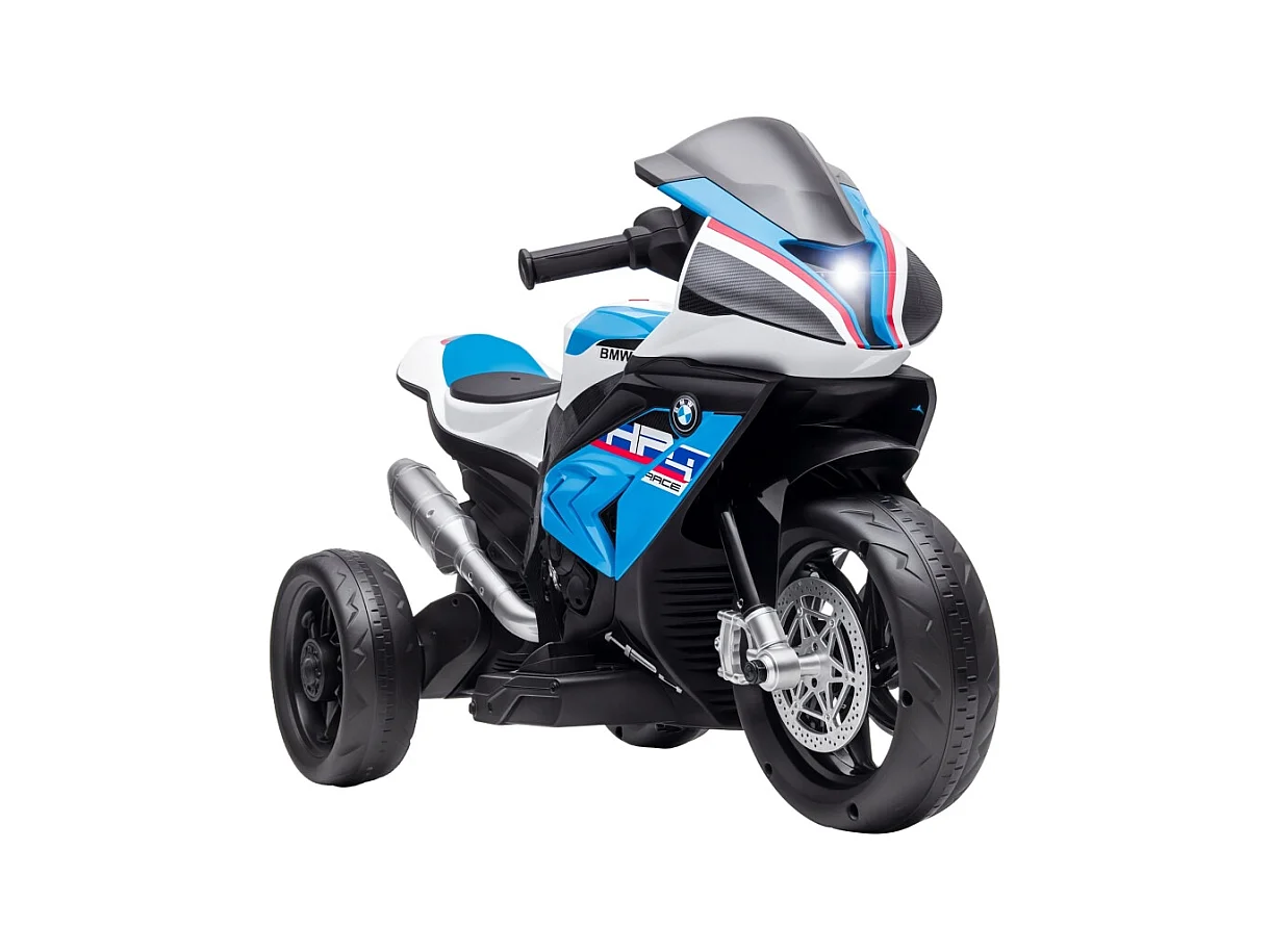 Elektrische kindermotorfiets met koplamp, 3 muziekstanden, metaal, blauw (82,5 x 42 x 54 cm)