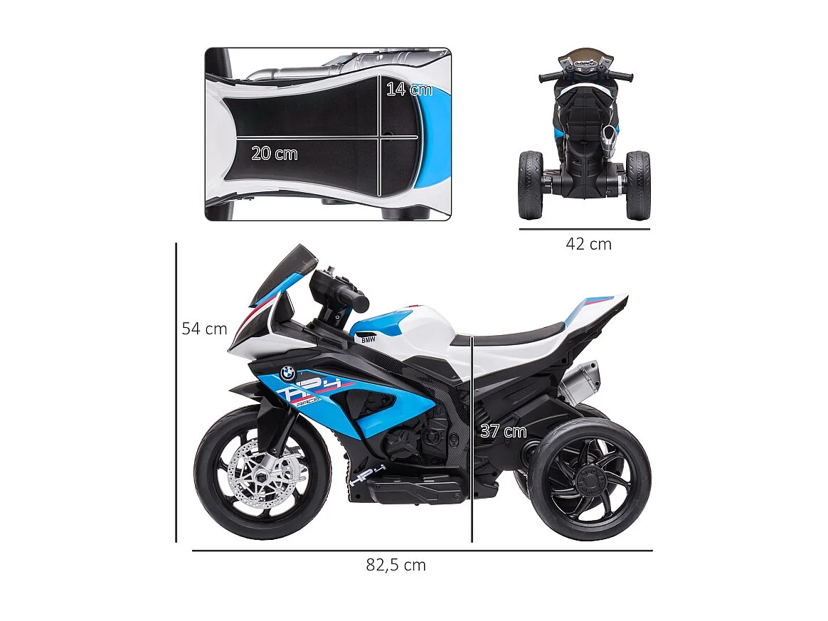 Moto électrique pour enfants, avec phare, 3 modes musique, métal, bleu (82.5x42x54cm)
