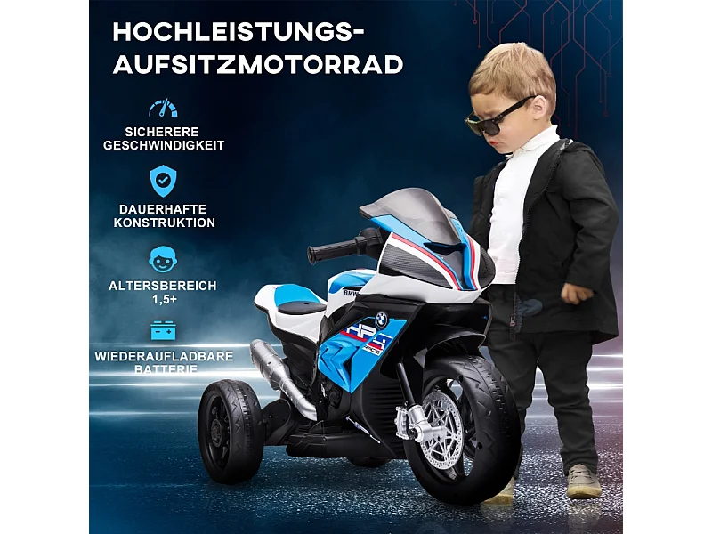 Moto électrique pour enfants, avec phare, 3 modes musique, métal, bleu (82.5x42x54cm)