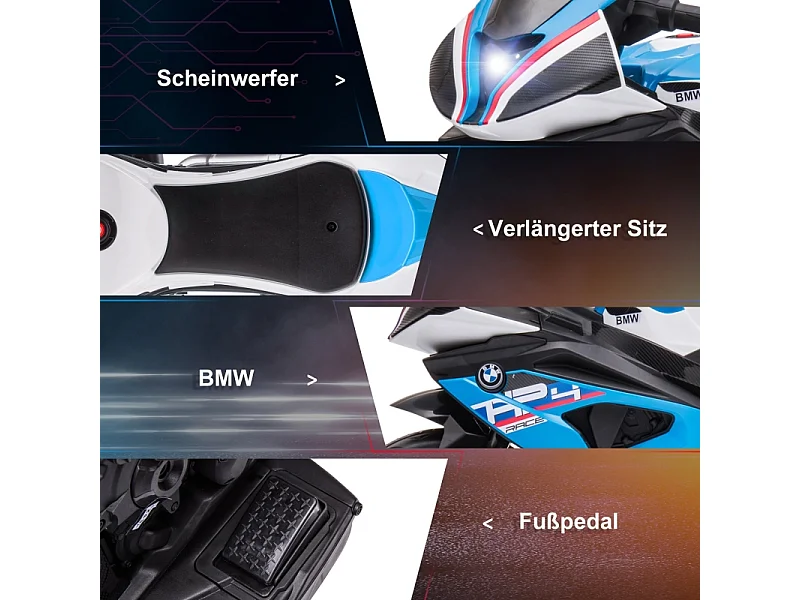 Moto électrique pour enfants, avec phare, 3 modes musique, métal, bleu (82.5x42x54cm)