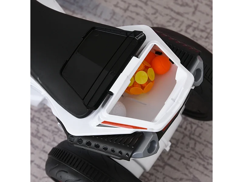 Motocyclette pour enfants avec musique, design ludique, plastique, blanc (74x39x48cm)
