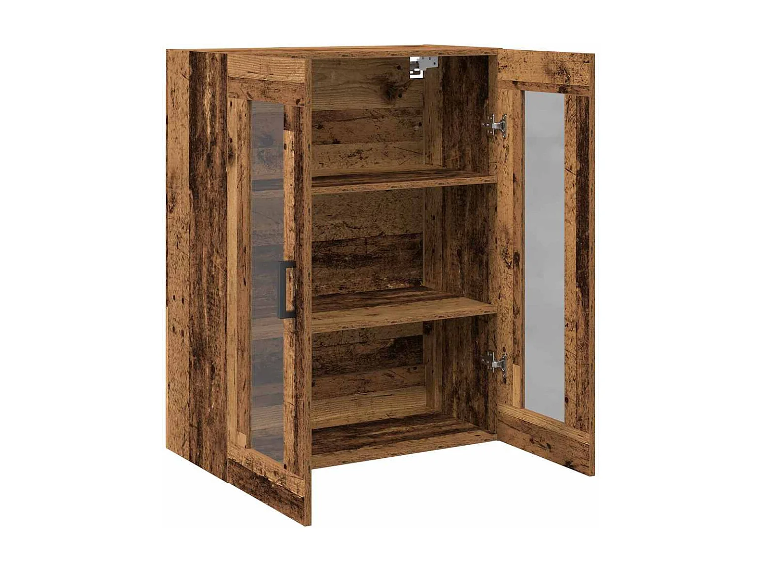 Mobiletto a muro con ante in vetro - Legno anticato - 69,5x34x90 cm