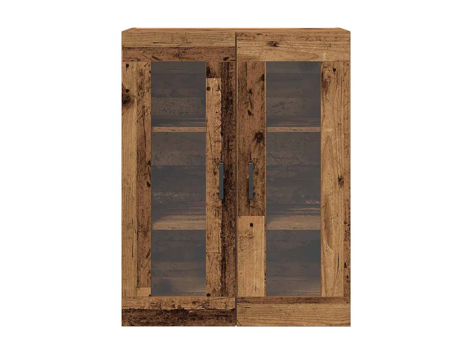 Mobiletto a muro con ante in vetro - Legno anticato - 69,5x34x90 cm