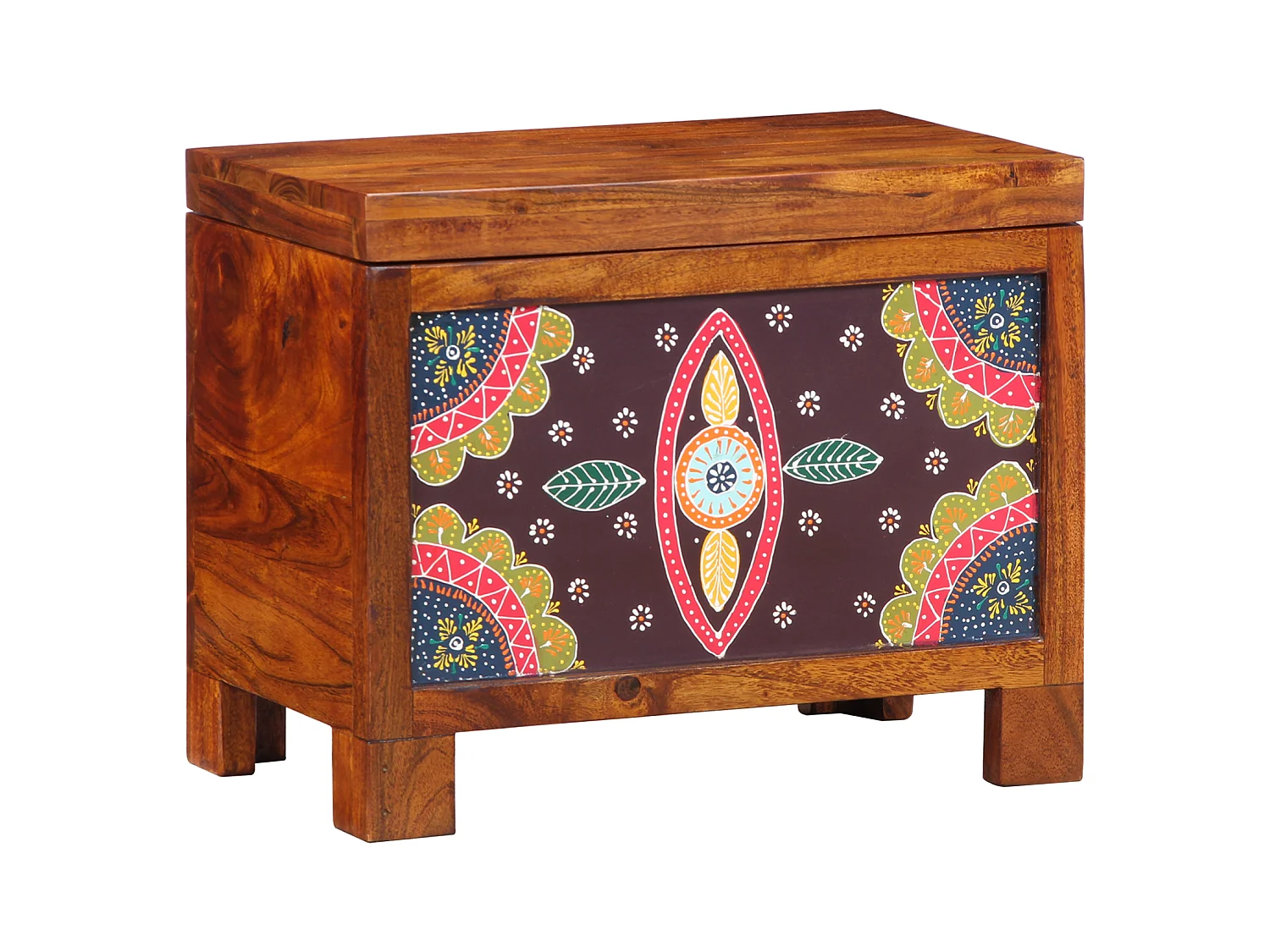 Coffre de rangement Marron miel 50x30x40 cm en bois massif d'acacia