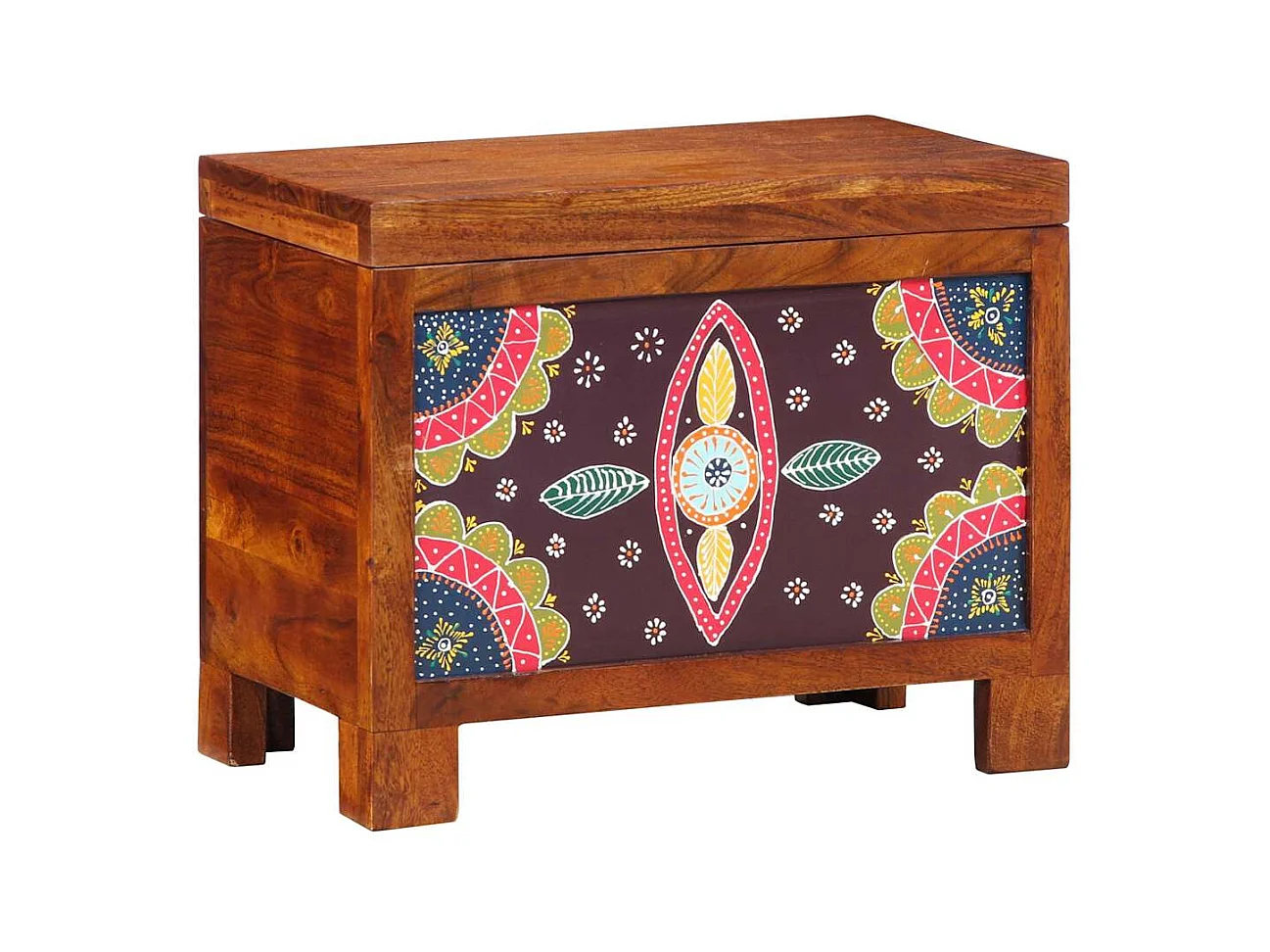 Coffre de rangement Marron miel 50x30x40 cm en bois massif d'acacia