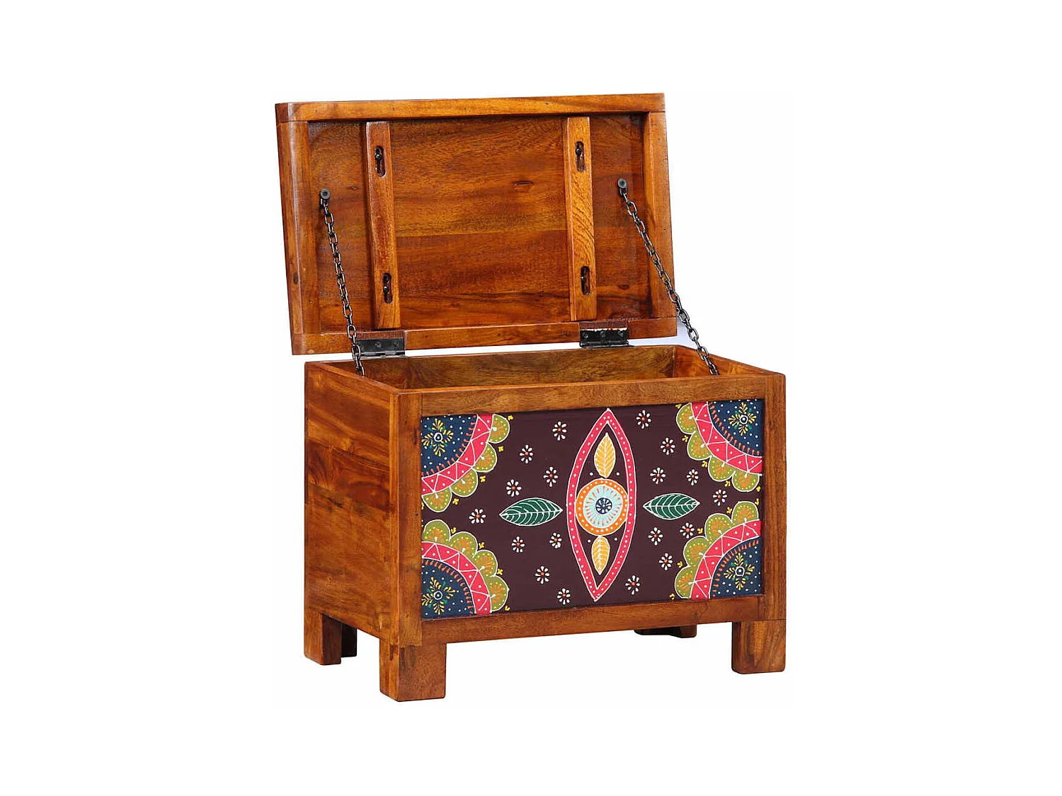 Coffre de rangement Marron miel 50x30x40 cm en bois massif d'acacia