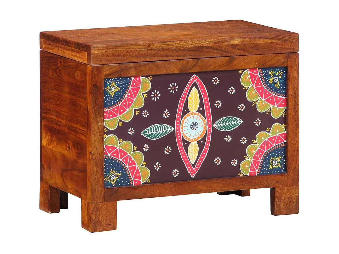 Coffre de rangement Marron miel 50x30x40 cm en bois massif d'acacia