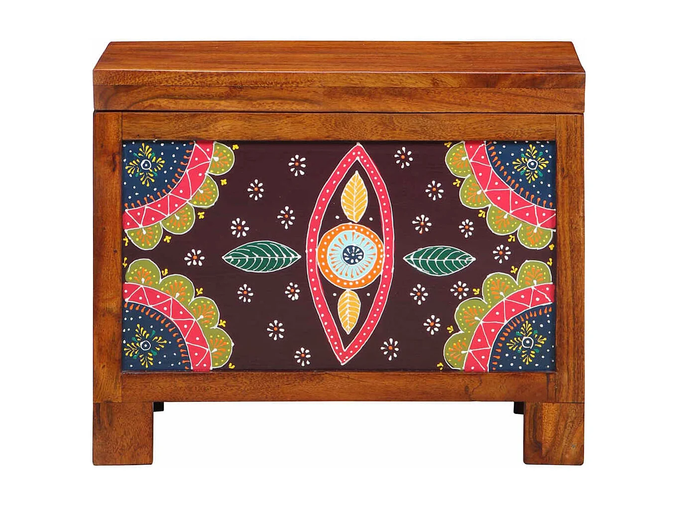 Coffre de rangement Marron miel 50x30x40 cm en bois massif d'acacia