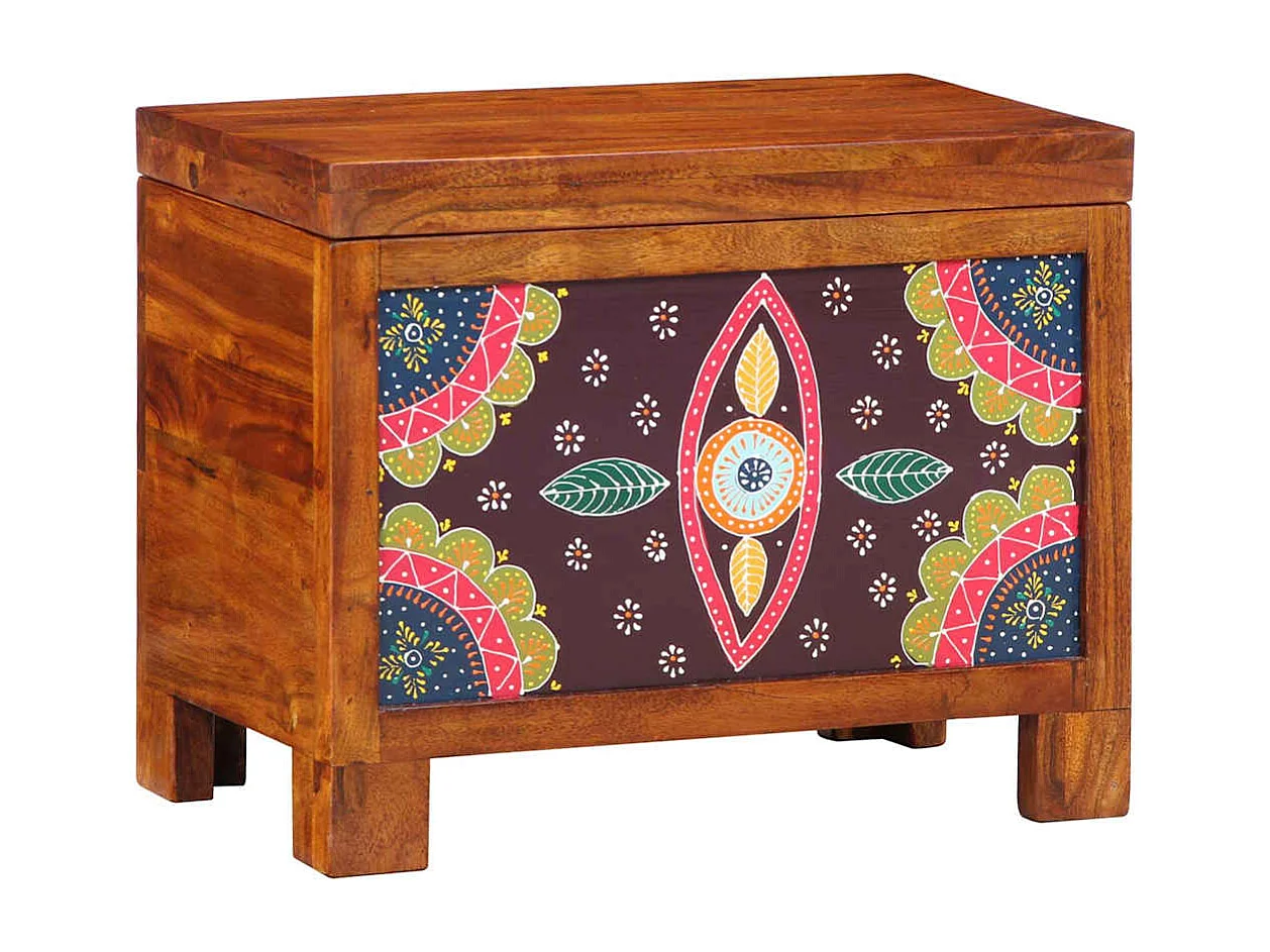 Coffre de rangement Marron miel 50x30x40 cm en bois massif d'acacia