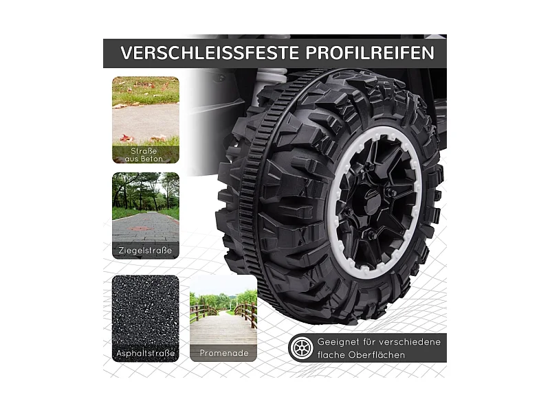 Quad électrique pour enfants, 6 km/h, effets sonores et lumineux, métal, noir et blanc (83x53x55.5cm)