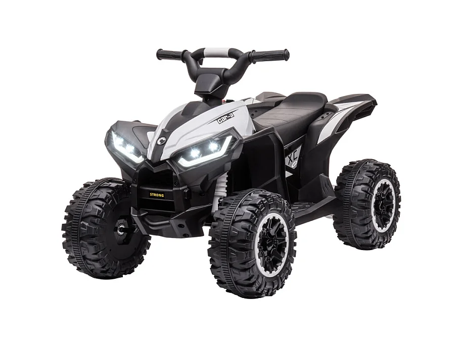 Elektrische quad voor kinderen, 6 km/u, geluid- en lichteffecten, metaal, zwart-wit (83x53x55,5cm)