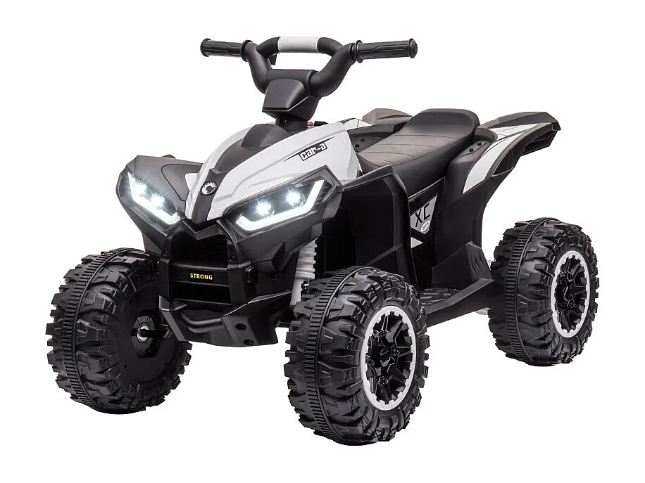 Quad électrique pour enfants, 6 km/h, effets sonores et lumineux, métal, noir et blanc (83x53x55.5cm)