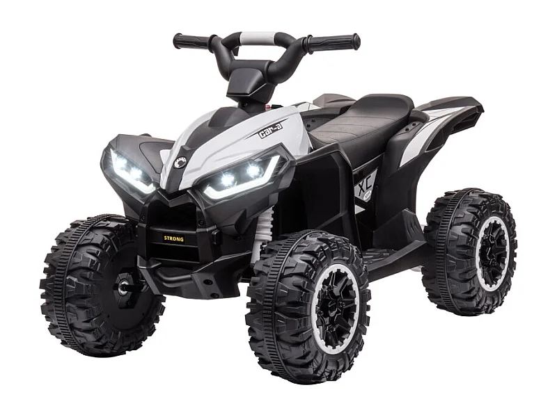 Quad électrique pour enfants, 6 km/h, effets sonores et lumineux, métal, noir et blanc (83x53x55.5cm)