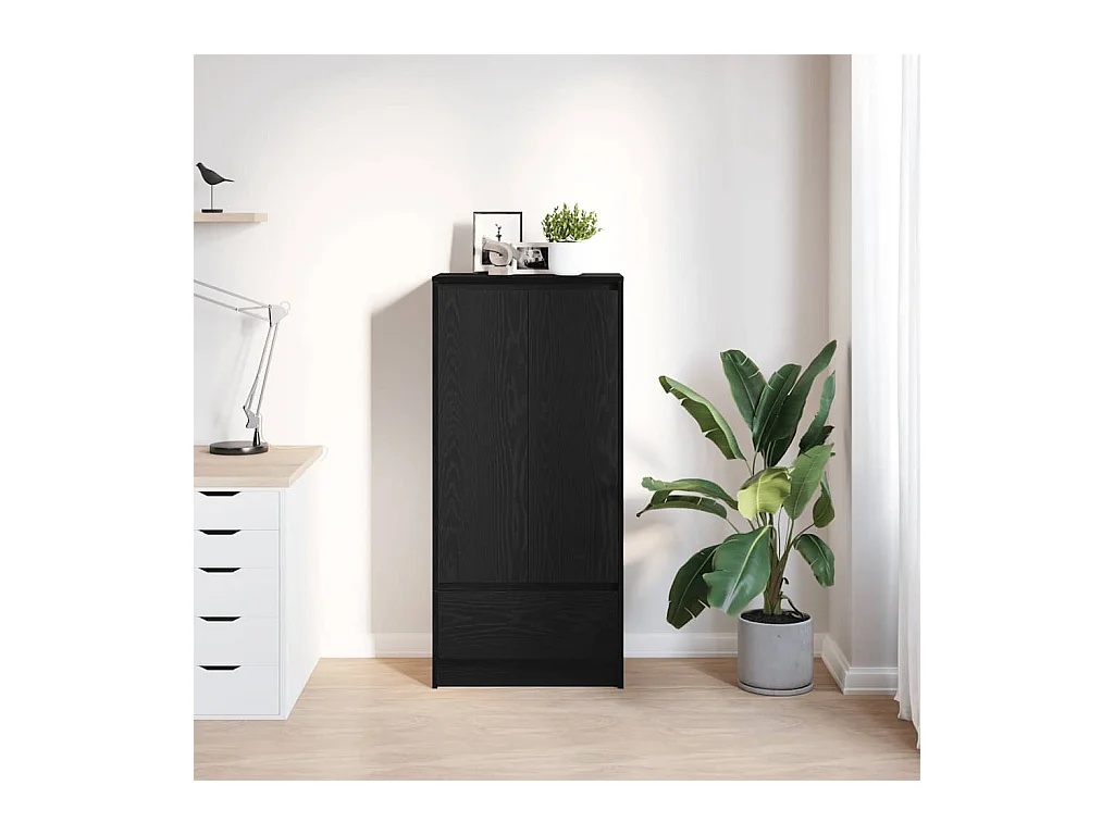 Armoire avec tiroir chêne noir 55,5x34x119,5 cm bois ingénierie