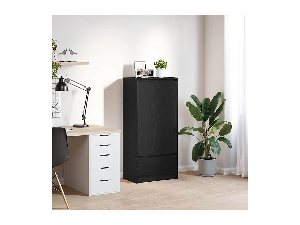 Armoire avec tiroir chêne noir 55,5x34x119,5 cm bois ingénierie