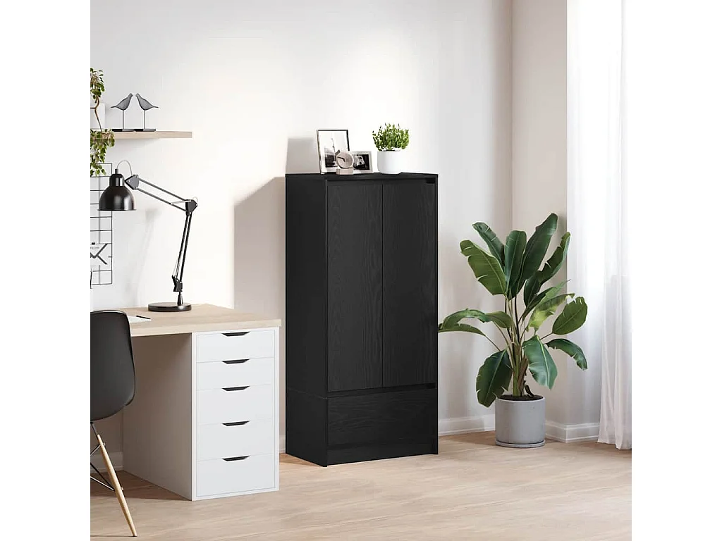 Armoire avec tiroir chêne noir 55,5x34x119,5 cm bois ingénierie