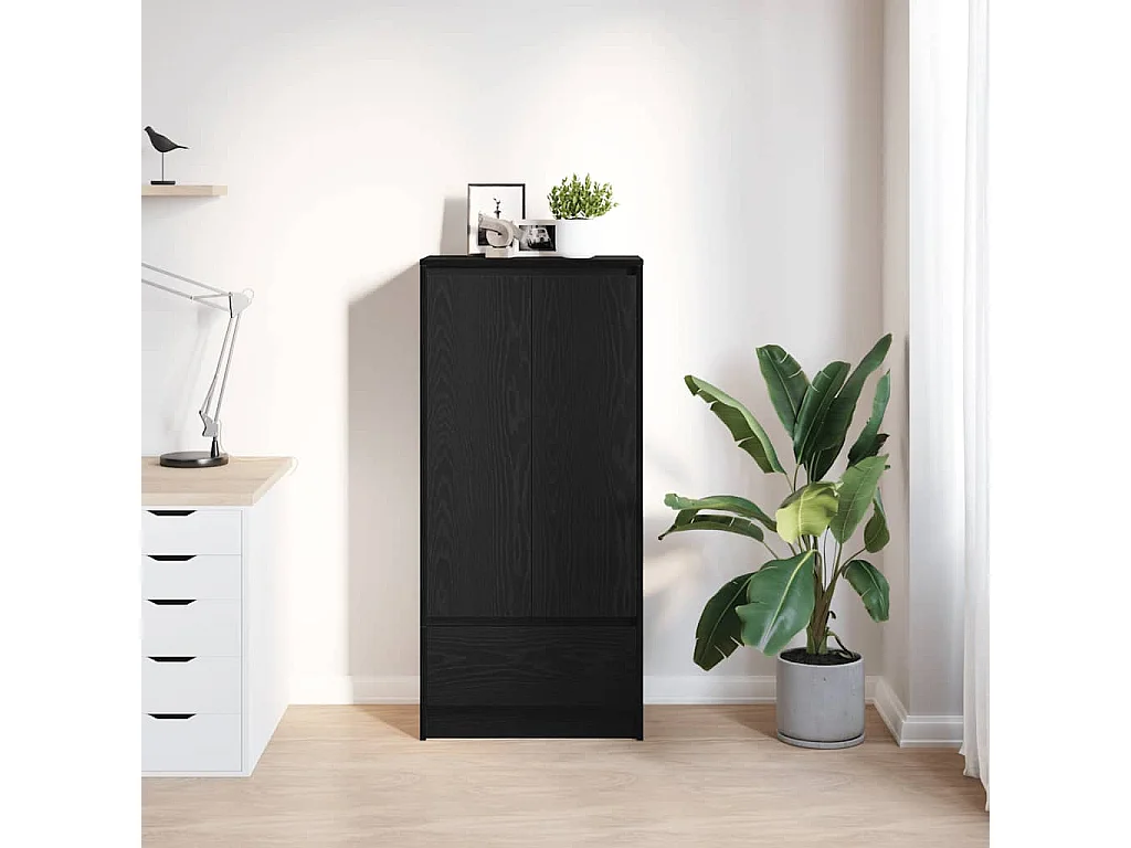 Armoire avec tiroir chêne noir 55,5x34x119,5 cm bois ingénierie
