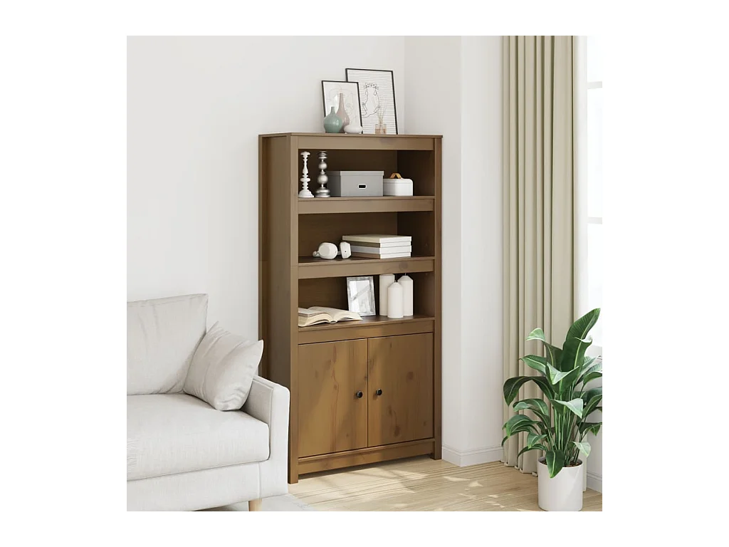 Buffet haut Marron miel 80x35x154 cm Bois massif de pin