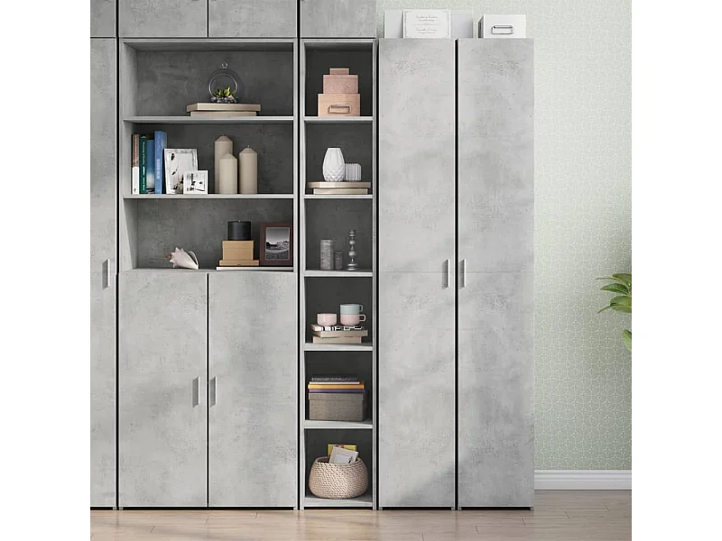 Betongrijs hoog dressoir 30x41x185 cm bewerkt hout