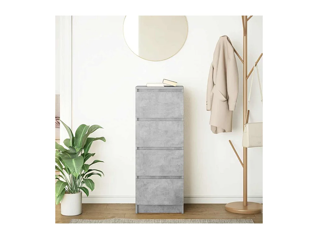 Buffet gris béton 37,5x35x99 cm bois d'ingénierie