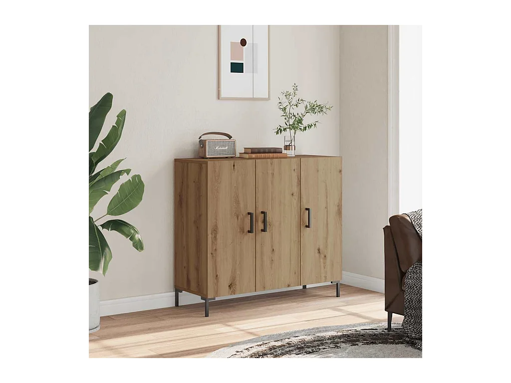 Buffet chêne artisanal 90x34x80 cm bois d'ingénierie