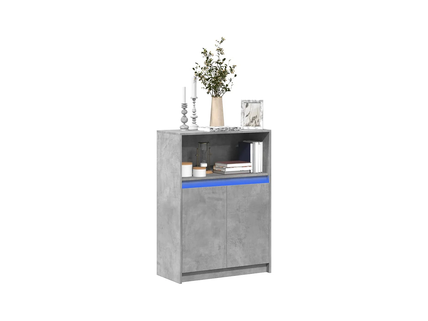 Buffet avec LED gris béton 72x34x100 cm bois d'ingénierie