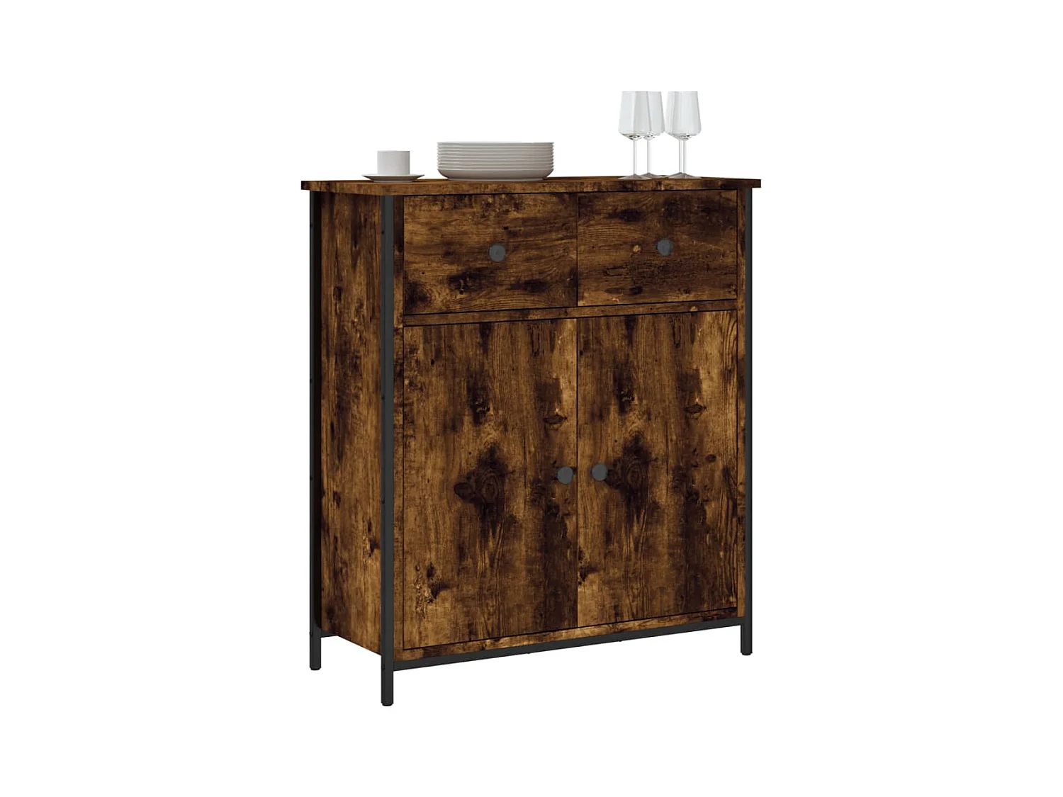 Buffet chêne fumé 70x30x80 cm bois d'ingénierie