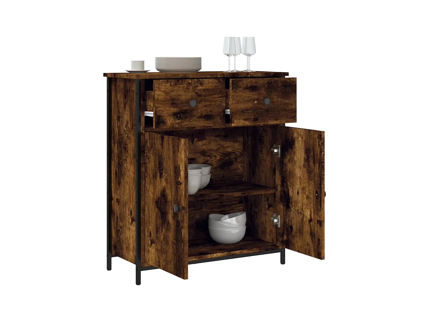 Buffet chêne fumé 70x30x80 cm bois d'ingénierie