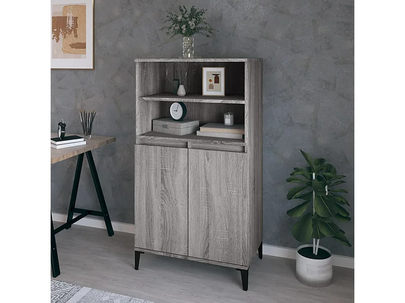 Sonoma hoog dressoir grijs 60x36x110 cm Technisch hout