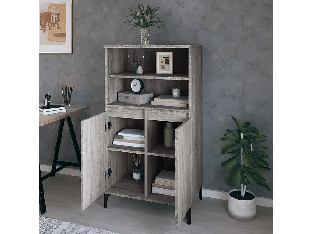 Buffet haut Sonoma gris 60x36x110 cm Bois d'ingénierie