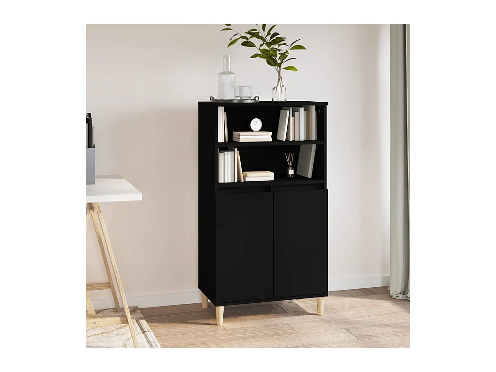 Buffet haut Noir 60x36x110 cm Bois d'ingénierie