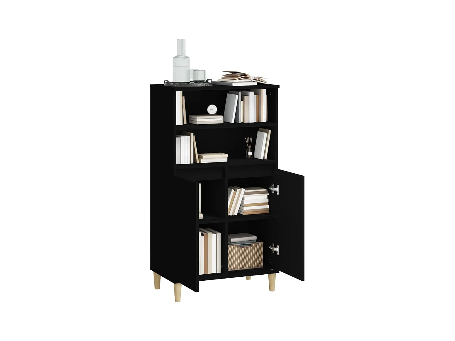 Buffet haut Noir 60x36x110 cm Bois d'ingénierie