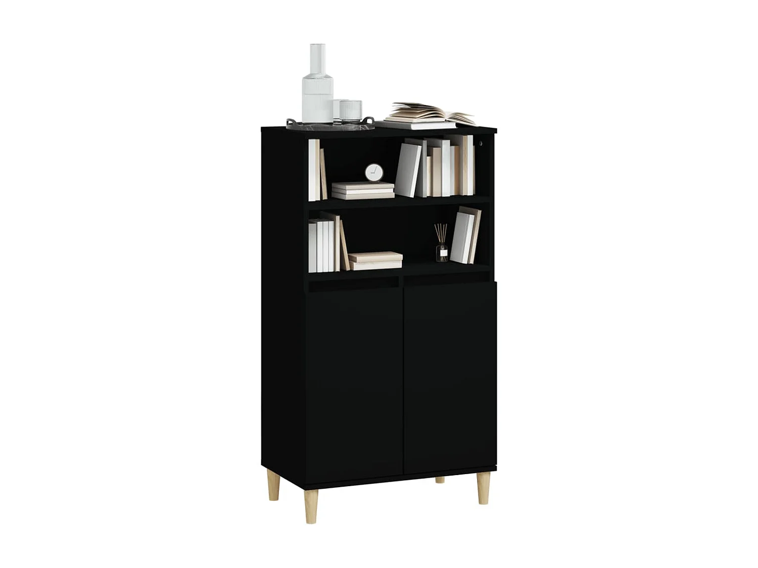 Buffet haut Noir 60x36x110 cm Bois d'ingénierie